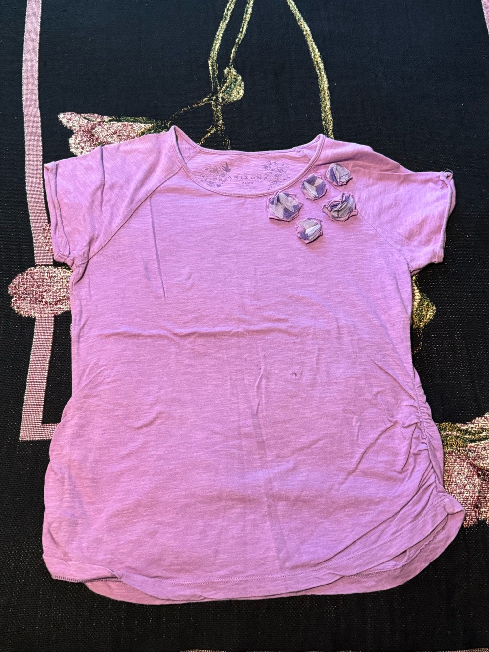 Arizona Jean Company Girls' Light Purple Pink Floral Accent Tee Size XL Girls